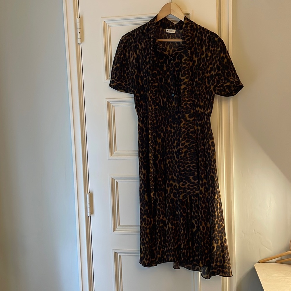 Masscob Delon Leopard Print Silk Dress. Size 4